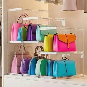lot 1460 image: 5 Pack Purse Organizer for Closet,Clear Acrylic Display Case for Handbag Organizer, Purse Storage Box, Plastic Storage Bins for Book, Collectibles, Cosmetic (5PC-L)