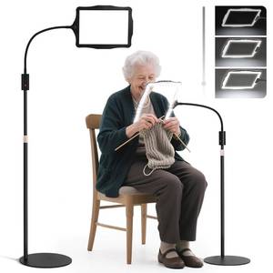 lot 1461 image: Cojoycs Large Floor Magnifying Glass with Light and Stand, 48-LED Lighted Adjustable Height Floor Magnifying Lamp with 360° Flexible Gooseneck, Hands Free Magnifier for Close Work Reading
