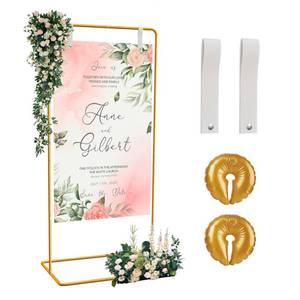 lot 1468 image: GOJAWAY Honey Yellow Wedding Welcome Sign Holder, 68 Welcome to Our Wedding Sign Adjustable Display Stand with two Water Bags and Hanging Strap, Easel Stand Personalized for Baby Bridal Shower