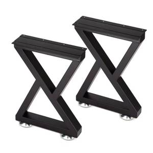 lot 1486 image: Taelakeni 16 Inch Metal Bench Coffee Table Legs, Set of 2, Black