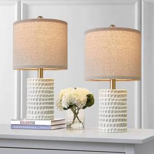 lot 1490 image: PORTRES 18.25 Modern Accent Ceramic Table Lamp Set of 2 for Bedroom White Desk Decor Bedside Lamps for Living Room Study Room Office Dorm Farmhouse Nightstand Lamp End Table Lamps