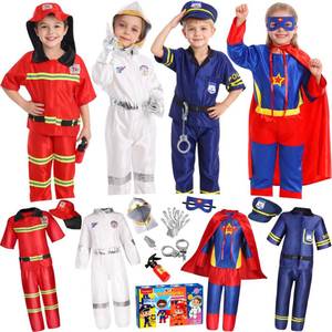 lot 1491 image: Toddler Dress Up Clothes Boys Dress Up Costumes for Kids Pretend Play, Firefighter, Police, Astronaut, Hero Capes for Kids Birthday Halloween Costumes Christmas Toys Gifts for Boys Girls Age 3-6