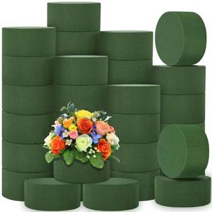 lot 1496 image: Hahood 36 Packs Round Floral Foam Blocks Green Wet Dry Flower Foam Bricks 3.15 Inch DIY Flower Arrangement Supplies Kit Florist Block for Aisle Flowers Wedding Party Decorations