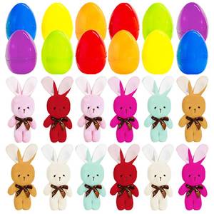 lot 1503 image: Yxwomenxy 12 Pack Easter Eggs Filled with Mini Animal Plush Toy Keychain Set,Easter Basket Stuffers for Kids, Goodie Bag Fillers,Basket Stuffer for Kids Easter Egg Hunt Filler and Party Favors