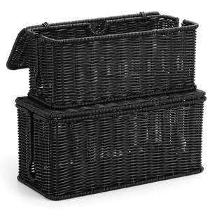 lot 1512 image: 2Pack Large Cable Management Box Black, Handwoven Imitation Rattan Cord Organizer Cord Hider, Desk Cord Management Box to Hide Cords and Power Strips on Desk or Floor