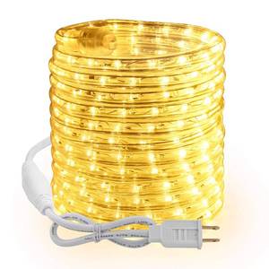 lot 2290 image: Brizled Warm White Rope Lights, 18ft 216 LED Rope Lights Waterproof, 120V Plugin White Christmas Light Connectable with Clear PVC Tube, IndoorOutdoor Decorative Tube Light for Backyards, Garden Patio