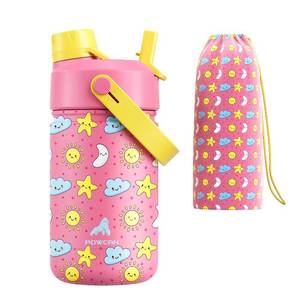 lot 2294 image: 12 oz Kids Water Bottle for Girls Leakproof, BPA-Free, Durable Straw Spout Lid, 24H Cold, Cute Patterns, Insulated Stainless Steel Cup with Carrier Bag for School, Trip, Camping, Daily (Sunny Dreams)