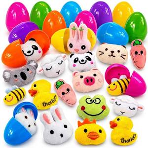 lot 2302 image: stargo 24Pack Colorful Prefilled Easter Eggs bulk with Mini Plush Easter toys - Plastic easter Eggs with plushies for Easter Basket stuffers, Easter Gifts, Egg Hunts Party Decorations Goodie Bags