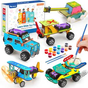 lot 2304 image: Poraxy STEM Kits for Kids Age 8-10, 5 Set STEM Toys for Boys Age 8-12, Wooden 3D Puzzles Model Car Kits, Science Kit Crafts Building Project, Birthday Gifts for 6 7 8 9 10 11 12 13 Year Old Boys Girls