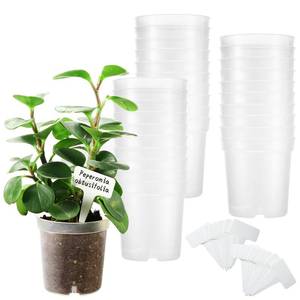 lot 2307 image: Rsipelsk 30 Pcs 3.5 Inch Clear Nursery Pots for Plants, Transparent Plastic Plant Pots with Drain Holes, Seed Starter Pots with 20 Plant Labels for Flowers Vegetable Seedlings
