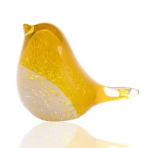lot 2309 image: QFkris 4 Handmade Bird Blown Glass Figurine Gift for Christmas, Birthday Home Decor Yellow Paper Weight