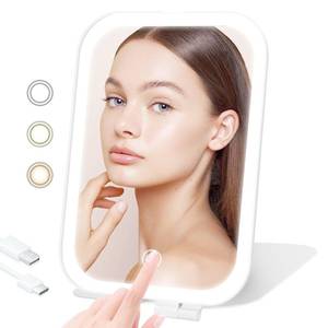 lot 2316 image: TREASO Travel Makeup Mirror, Portable Mirror with 3 Adjustable Light Settings, USB-Rechargeable Vanity Mirror with Lights��Gift for Women and Girls