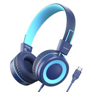 lot 2317 image: Bywulanda Upgrade USB Type C Kids Headphone for School, 94dB Safe Volume Limited, HD Stereo Sound, Foldable Lightweight On-Ear Headphones for BoysGirlsStudentsTabletTravel (Dark Blue)