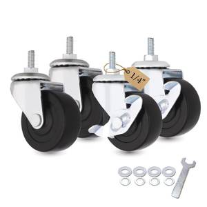 lot 2319 image: AXL 2 Inch Caster Wheels, 14 Inch Threaded Stem Swivel Casters with Brake, Quiet Rolling PVC Wheels for Furniture, Small Trolley, Utility Cart and Cabinet (Pack of 4)