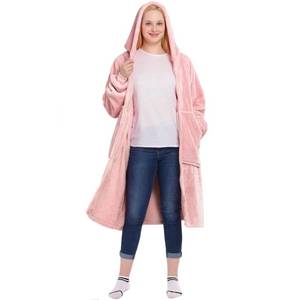 lot 2322 image: Waitu Wearable Blanket Hoodie with Zipper Gifts for Women Men, Warm and Cozy Oversized Hoodie Blanket Birthday Gifts for Women Mom, Thick Flannel Blanket with Giant Pocket - Pink