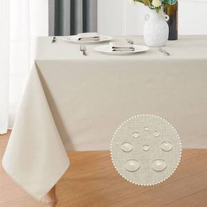 lot 2326 image: Veblandy Rectangle 6 Feet Tablecloth 60x104 inch Linen Textured Table Cloth Stain and Wrinkle Resistant Washable Polyester, Decorative Table Cover Waterproof for Dining, Buffet and Camping, Beige