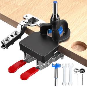 lot 2327 image: XUNTOP 35mm Concealed Hinge Jig, Aluminum Alloy Cabinet Hinge Jig, Double Clip Fixed More Stable, Precision Door Hinge Tool for Wood Furniture Door Cabinets