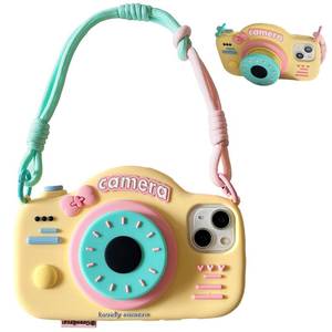 lot 2332 image: YAKVOOK Bracket Phone Case Compatible with iPhone 13 Pro Max��Cute 3D Cartoon Camera Holder with Wrist Strap Funny Soft Silicone Shockproof Protective Cover for Women Girls