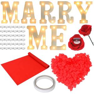 lot 3928 image: Baquler Romantic Proposal Decorations Kit Large Marry Me Letters Rose Petals Heart Shaped Candles Carpet Double Sided Tape Engagement Rose Ring Box for Proposal Engagement Wedding Table Decorations