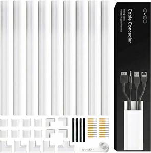 lot 3930 image: Cord Covers for Wires on Wall - 150in Cable Management Cable Hider - Cord Hiders for TV On Wall - Paintable Cable Concealer - Wire Covers for Cords - 10X (L16 x W1.1 x H0.55) - Large  White