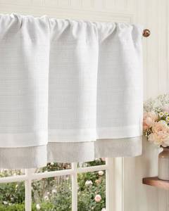lot 4008 image: jinchan Curtain Light Filtering Kitchen for Living Room Bedroom Small Windows Valance 18 Inch Double Layer Farmhouse Window Rustic Overlay Rod Pocket 1 Panel White