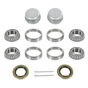 lot 4012 image: 2 Sets Trailer Wheel Hub Bearings Kit L44643L44610 Bearings (1.000 ID, OD 1.980, Width 0.580), 12192TB Grease Seals (1.980 OD), Dust Cover and Cotter Pin for 1 Trailer Axles