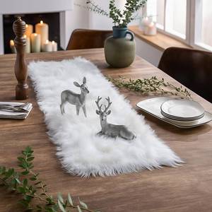 lot 4014 image: Table Runner, Thanksgiving Modern Small White Fur Table Runners for Party Birthday Christmas Friendsgiving Wedding Dinning Table, Decorative Rug Luxury Faux Fur Runner for Table(11.8x31.5inch)
