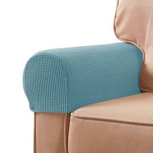 lot 4018 image: SUBRTEX Stretch Couch Arm Covers Set of 2, Checkered Sofa Arm Slipcovers, Anti-Slip Armrest Covers for Recliner and Armchairs, Pet Proof, High Stretchy, Hook & Loop Tape, Steel Blue