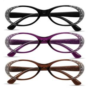 lot 4057 image: FEISEDY 3 Pack Retro Blue Light Blocking Reading Glasses Stylish for Women Men Small Frame with Rhinestone Design B0375 3.0x
