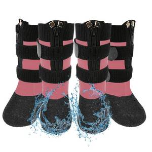 lot 4058 image: VALFRID Waterproof Grip Dog Shoes,Anti-Slip Dog Socks Boots,Zipper Dogs Booties Paw Protectors for Hardwood Floor,Indoor and Outdoor for Small Medium Large Dogs Pink