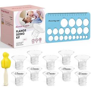 lot 4445 image: Nursi Luna Flange Sizing Kit 3-in-1 with 1315171921mm for 24mm Electric Breast Pump FlangesShields, 10PCS Soft Silicone Flange Inserts for More Comfortable Pumping, BPA-Free, Essential for Moms