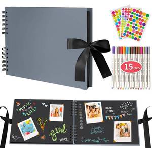 lot 4448 image: EVNEED 11.5 x 8.5 Inch Scrapbook Photo Album,Wedding Guest Book Anniversary Memory Scrapbooking,Wedding Photo Album with DIY Accessories Kit for Craft Paper DIY,80 Pages (40 Sheets),Grey