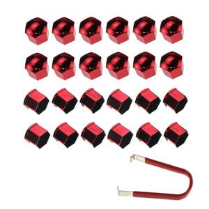 lot 4452 image: Nihfien 24pcs Wheel Nut Cap 17mm Wheel Bolt Nut Caps Covers,Universal Anti-Rust Car Tire Nut Caps Bolt Cover,Hexagonal Plastic Tire Bolt with Removal Tool (Red)