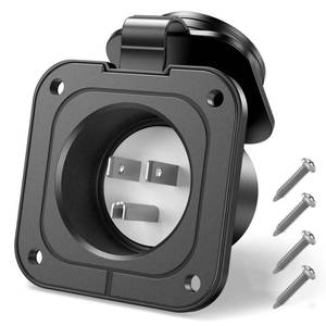 lot 4463 image: 15 Amp Flanged Inlet 125V,NEMA 5-15 RV Shore Power Inlet Plug wWaterproof & Back Cover,2 Pole 3-Wire AC Port Plug,ETL Listed Generator Male Receptacle for Marine Boat RV Car Shed