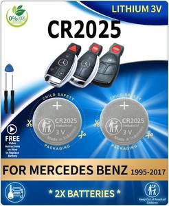lot 4475 image: 2 Pack CR2025 Key Fob Replacement Batteries for Mercedes-Benz (C-Class E-Class ML S-Class Sprinter GLC GL CLA CLK GLE GLA SLK SL CLS GLS R C300 E350 ML350 C280) Remote Key (Check Fitment Guide)