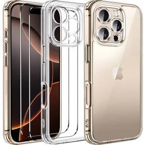 lot 4485 image: ivoler 3-in-1 Clear Case Designed for iPhone 16 Pro 6.3 2024 with 2 Pack Tempered Glass Screen Protector Full Camera Protection, Military Shockproof Hard Back Slim Phone Cover - Clear