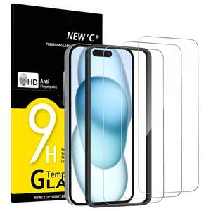 lot 4497 image: NEWC 3 Pack Designed for iPhone 16, iPhone 15 Screen Protector (6.1 inches),Enhanced Tempered Glass Protection with easy installation tool included,Case Friendly Ultra Resistant