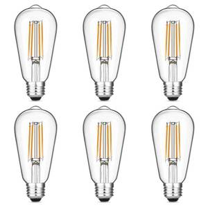 lot 4504 image: Gozelux Vintage LED Edison Bulbs 6W, Equivalent 60W Incandescent, Warm White 2700K, ST58 Antique LED Filament Bulbs with 90 CRI, E26 Medium Base,Dimmable, Clear Glass, Pack of 6