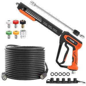 lot 5939 image: FIXFANS Pressure Washer Gun and Hose Kit, 50 FT High Power Washer Hose with Replacement Wand Extension, 5 Nozzle Tips, M22 Fitting used