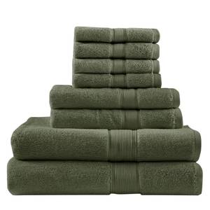 lot 5944 image: Madison Park 800GSM Bathroom Towel Set of 8 100% Cotton Bath Towel Set for Bathroom Luxurious Highly Absorbent 2 Bath Towels 2 Hand Towels 4 Washcloths Quick Dry Spa Quality Olive Green