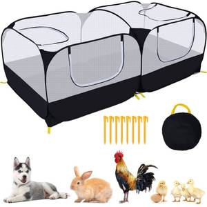 lot 5945 image: Small Animals Playpen,Pet Cage Tent Large Chicken Run Coop with Detachable Bottom Breathable Transparent Mesh Walls, Foldable Pet Enclosure for Puppy Kitten Rabbits Indoor Outdoor Playpen