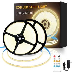 lot 6274 image: Yeewhale COB LED Strip Lights 100ft,3000K DC 24V Dimmable Warm White Flexible LED Rope Lights for Bedroom,with Remote and app Control LED Lights Strip for Living Room, Shelf, Cabinet(2 Rolls of 50ft)