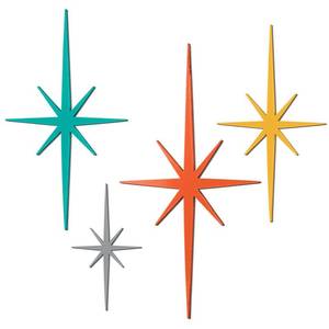 lot 6285 image: Blulu 4 Pcs Cast Iron Starburst Shaped Wall Decor Metal Mid Century Modern Decor Retro Atomic Stars Wall Art Elegance Accents Vintage Celestial Whimsigoth Hangings for Home Office Room(Retro)