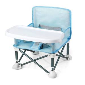 lot 6289 image: PandaEar Portable Travel Booster Seat with Tray Folding Baby Seat Booster High Chair for Dining Table Compact Camping Chair for Lawn, Beach IndoorOutdoor Use Toddlers, Kids (Light Blue)