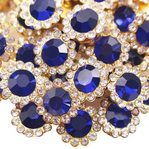 lot 6302 image: 200 PCS 12MM Crystal Glass Sew on Rhinestones Jewels Gems for Crafting, Metal Base Claw Flower Sewing Bedazzling Rhinestone Gemstone for Clothes Shoes Hats Crafts Accessories(Dark Blue)