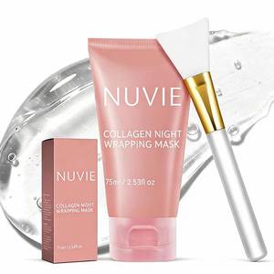 lot 6310 image: Nuvie Collagen Overnight Peel Off Face Mask with Hydrolyzed Collagen, Elasticity & Hydration Care, Moisturizes & Brightens Skin, Includes Brush, 2.53 fl.oz