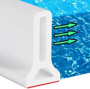 lot 6325 image: Hi-Na 3ft5ft6ft8ft10ft Collapsible Shower Threshold Water Dam Water Barrier for Shower and Water Stopper Keeps Water Inside Water Threshold for Wet and Dry Separation (5ft, White)