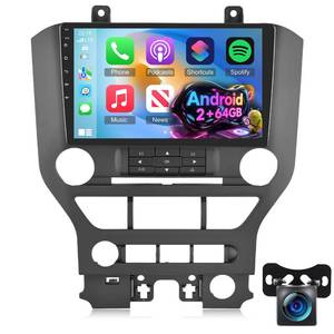 lot 6334 image: Volxcereo 2GB64GB Car Radio for Ford Mustang 2015-2020 (Adapts to 3 Buttons Only) with Carplay&Android Auto, 9 inches Android Touch Screen Mustang Stereo, 1080PEQ AudioBluetoothFM RDSSWC