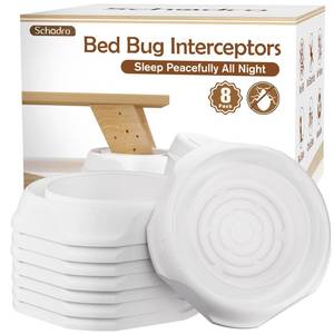 lot 6344 image: Bed Bug Interceptors, 8 Pack Bed Bug Traps, Insect Detector for Bed, Sofa & All Furniture, 247 Monitor, 360° Protection for Your Familys Peaceful Sleep, White