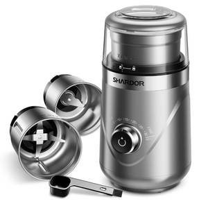 lot 6348 image: SHARDOR Electric Super Silent Blade Coffee Grinder, Timed Grind Control Rotary Knob, Adjustable Coarse to Fine for Coffee Beans, Spices & Herbs, with 2 Removable Stainless Steel Bowl, Sliver